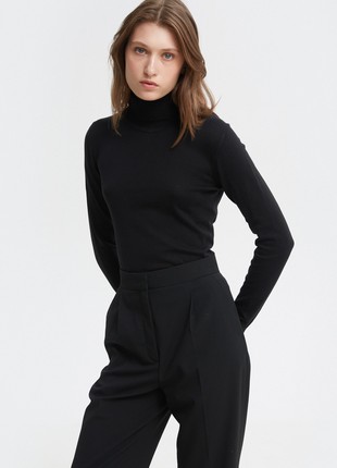 Black basic knitted turtleneck with cotton2 photo
