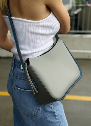 Grey leather crossbody bag for woman, Grey roomy leather purse, Grey stylish leather handbag, Lamponi Vicroria grey7 photo