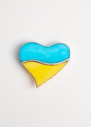 Ukrainian heart stained glass pin