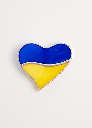 Ukrainian stained glass heart brooch3 photo