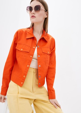 Women's summer denim jacket orange DASTI