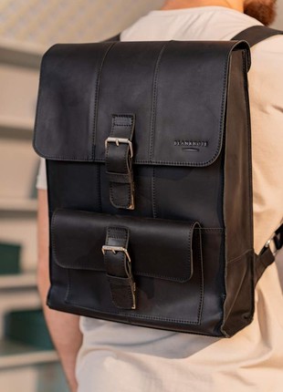 Leather backpack Brit black (BN-BAG-47-g-kr)