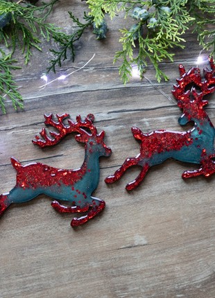 Colorful Christmas decor, Christmas resin ornament set