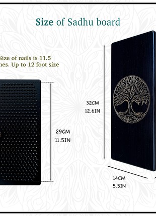 Sadhu Board Oh! SADHU for Yoga Meditation from 100% Natural Ash Wood, Step 10mm, "Tree of Life"(Black)6 photo