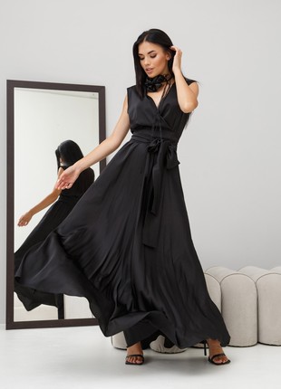 Gentle evening dress in black color