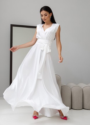 Gentle evening dress in white color