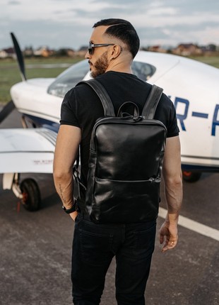 Black travel bag, Personalized Handmade Leather Backpack: The Sleek and Stylish Black Bag for Travel, Work, and Everyday Use, Nomad L