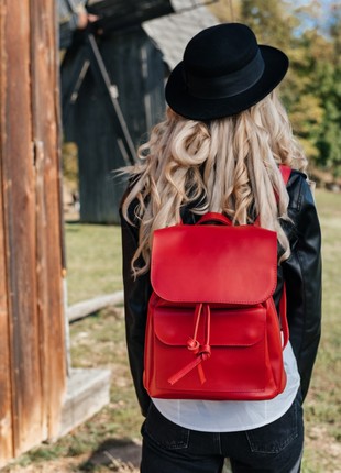 Leather backpack Helion red