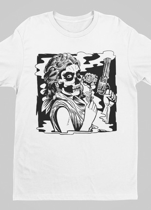 Stylish men's t-shirt with a "girl with a gun" print