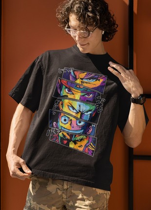 Stylish men's t-shirt with a "neon anime" print