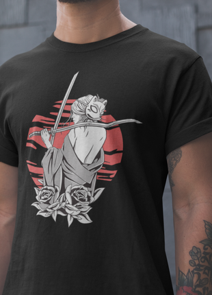 Stylish men's anime t-shirt with "geisha" print