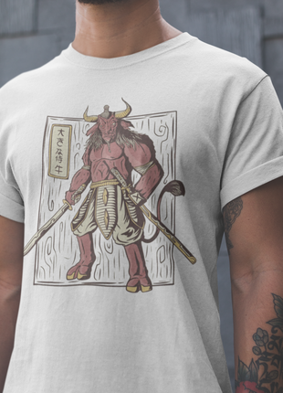 Stylish men's anime t-shirt with minotaur print