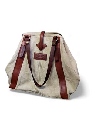 Canvas bag with natural leather parts2 photo