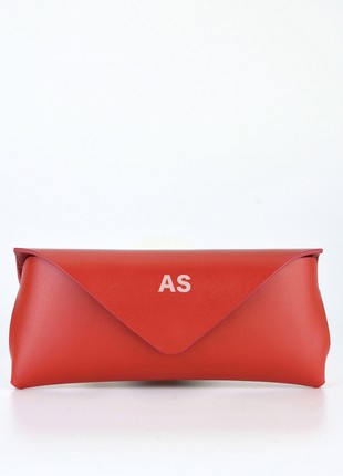 Leather personalised glasses case `Summer` Red colour