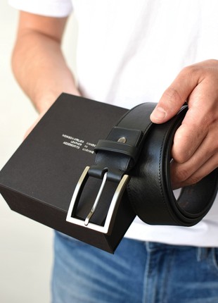 Black Men's Leather Belt,  Personalised Full Grain Leather Belt, Heavy Duty, Gift for Him, Gift for Dad, Gift for Boyfriend