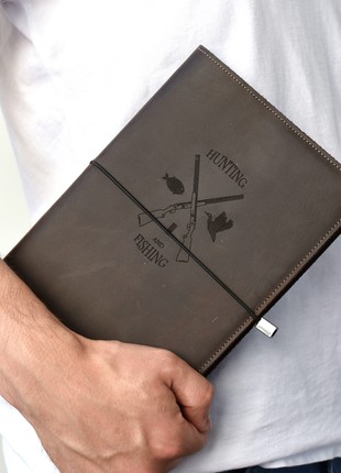Personalized leather notebook, Custom leather fishing journal, Name leather journal