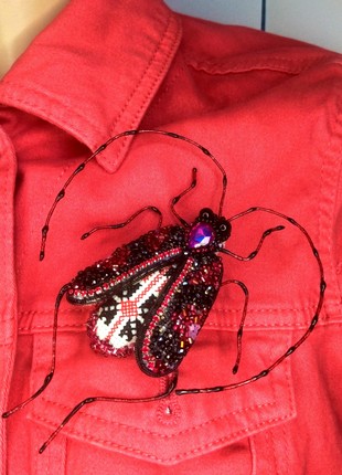 Handmade brooch "barbel beetle"4 photo