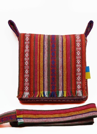 Women's crossbody shoulder mini bag made of handmade textiles "Khovanets"