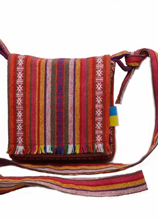 Women's crossbody shoulder mini bag made of handmade textiles "Khovanets"4 photo
