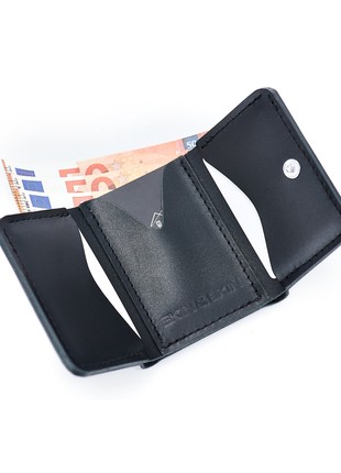 Leather wallet Trifold black, Personalized Leather Card Case3 photo