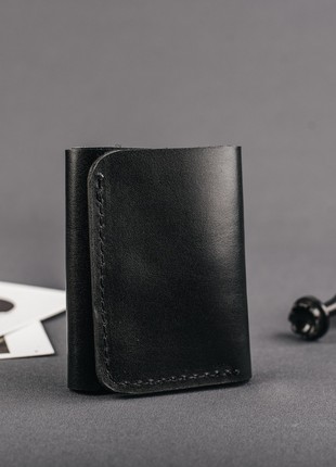 Leather wallet Trifold black, Personalized Leather Card Case