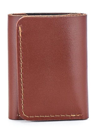 Leather wallet Trifold cognac, Personalized Leather Card Case