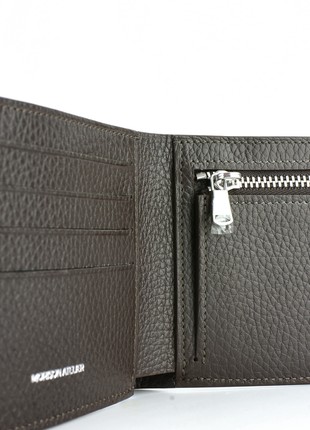 Personalised men's leather coin wallet brown colour, A personalized Christmas gift for him3 photo