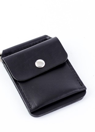 Leather clip for bills, moneyclip black3 photo