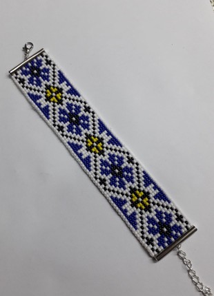 Bracelet Blue bead pattern 16*4 cm B-010