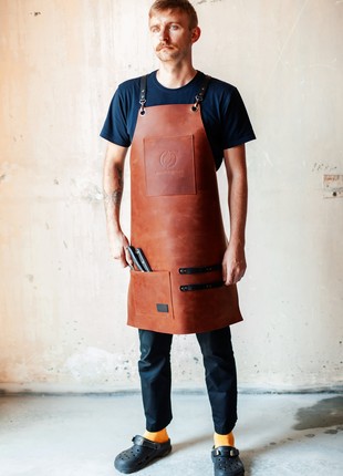 Custom Leather Apron for Men, Gartender and BBQ Apron for Dad2 photo