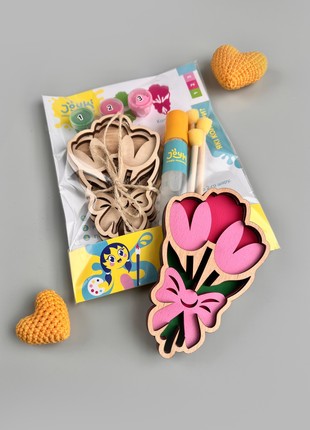 Joyki 3d wooden coloring book creativity kit «Tulips»