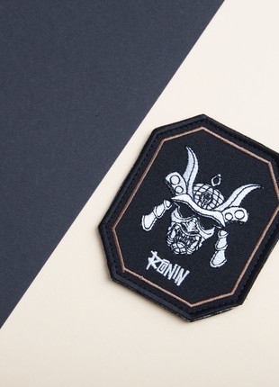 PATCH ON VELCRO SAMURAI, EMBROIDERED PATCH 8.5X7.5 CM BLACK2 photo