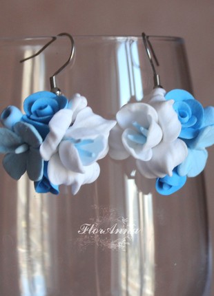 Blue handmade  jewelry set  , earrings and pendants3 photo