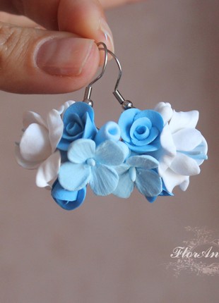 Blue handmade  jewelry set  , earrings and pendants4 photo