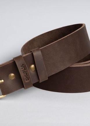 Handmade Leather Belt with Brass Buckle for Men and Women2 photo
