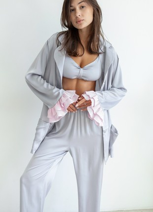 Three-piece pajama suit (bra+shirt+pants) Volan Gray