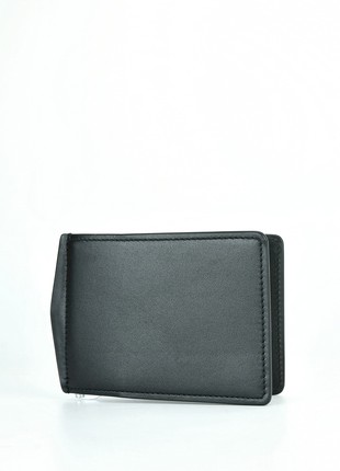 Premium Leather Black  Money Clip Wallet, leather card holder, Minimalist engraved money clip Groomsmen gift, Durable men's money clip
