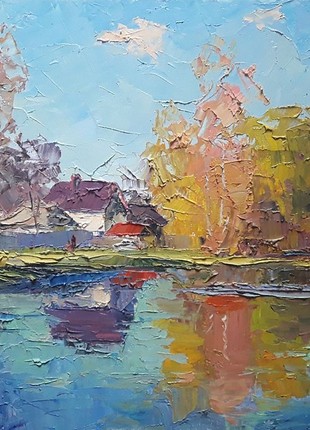 Oil painting Autumn pond Serdyuk Boris Petrovich nSerb884