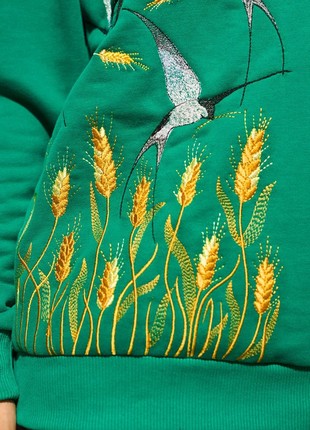 Cotton sweatshirt with the embroidery “Swallows”, women’s sweatshirt , women autumn pullover10 photo