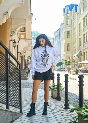 Women’s embodied white hoodie Tree of life, oversized shirt, oversized hoodie, women’s sweatshirt10 photo