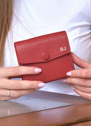 Real leather women's red wallet, Personalised wallet gift for her, Mini Wallet for Women, Card Slots with Coin Compartment, Christmas gift for her