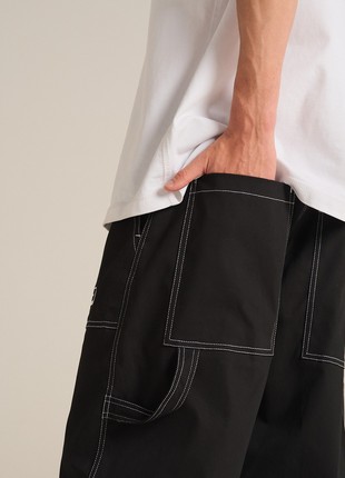 Men's oversized trousers OGONPUSHKA Smoozy black with contrasting seams9 photo