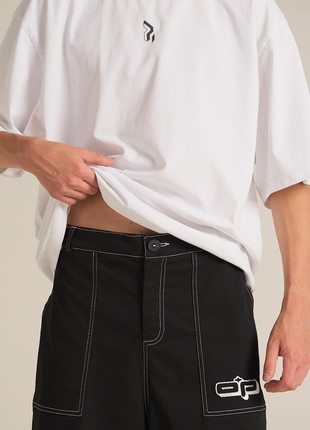 Men's oversized trousers OGONPUSHKA Smoozy black with contrasting seams10 photo