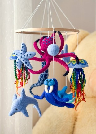 Musical baby mobile with bracket, Ocean baby mobile
