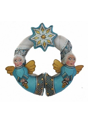 SILVER-BLUE CHRISTMAS WREATH WITH ANGELS