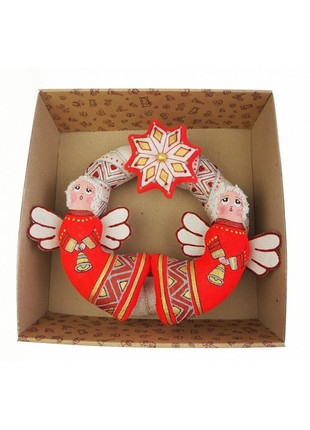CHRISTMAS SILVER RED WREATH WITH ANGELS3 photo