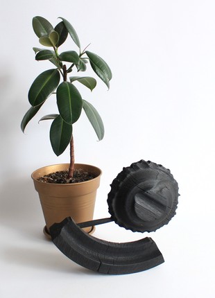 Black wooden unique bookshelf décor handmade7 photo
