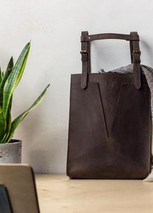 Handmade leather laptop bag without zipper