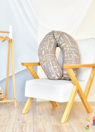 Nursing pillow TM PAPAELLA 30x190 cm + button aquamarine beige6 photo