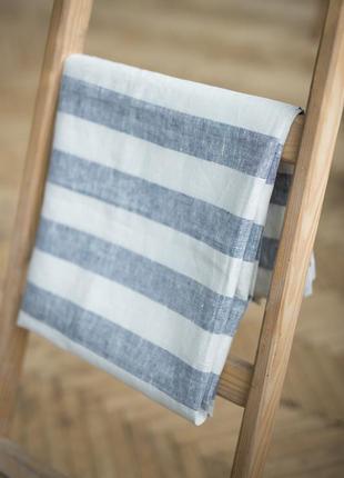 Linen blue striped table cloth